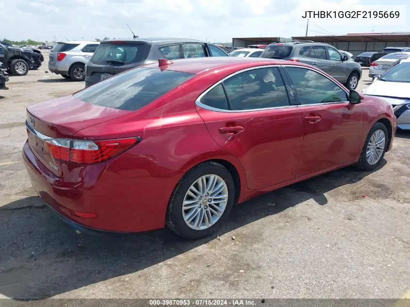 JTHBK1GG2F2195669 2015 Lexus Es 350