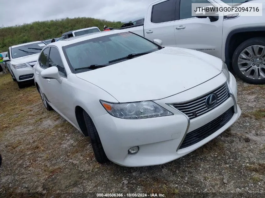 2015 Lexus Es 300H VIN: JTHBW1GG0F2094716 Lot: 40506366