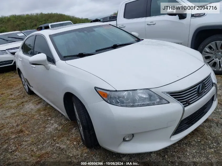 2015 Lexus Es 300H VIN: JTHBW1GG0F2094716 Lot: 40506366