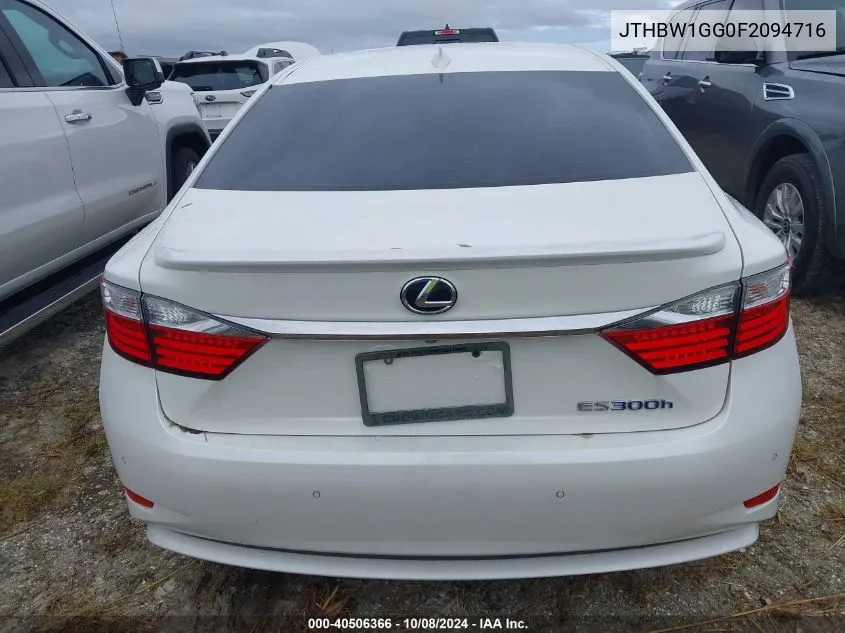 2015 Lexus Es 300H VIN: JTHBW1GG0F2094716 Lot: 40506366