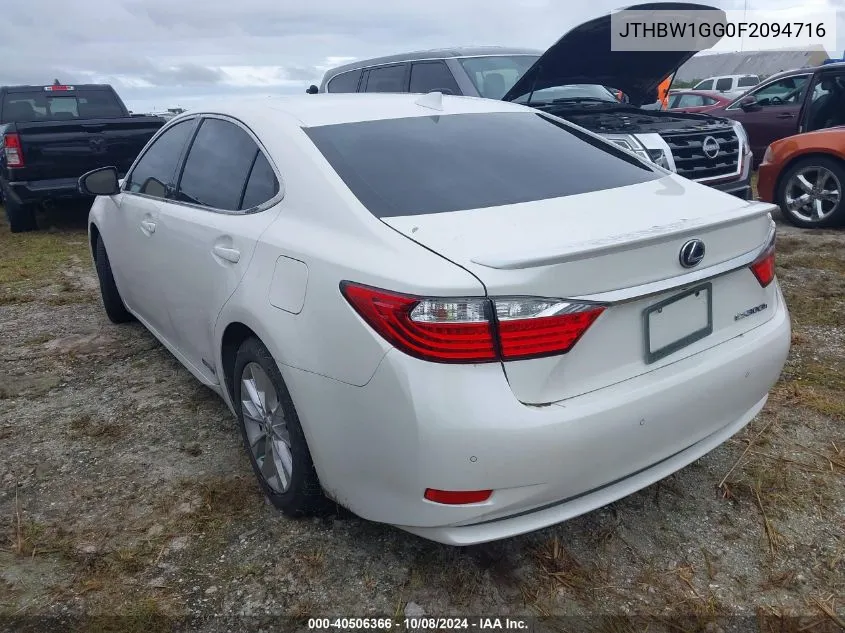 2015 Lexus Es 300H VIN: JTHBW1GG0F2094716 Lot: 40506366