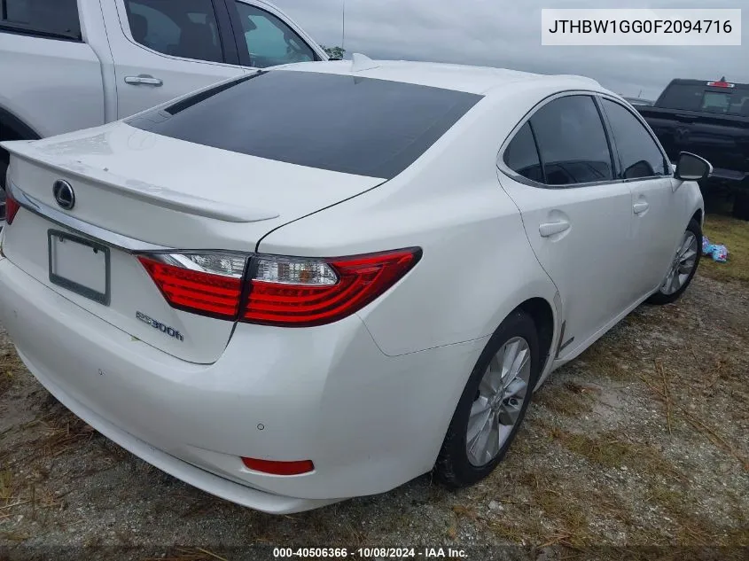 2015 Lexus Es 300H VIN: JTHBW1GG0F2094716 Lot: 40506366