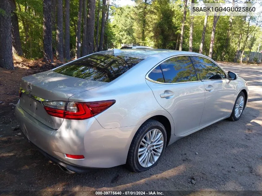 2016 Lexus Es 350 VIN: 58ABK1GG4GU025860 Lot: 39775640