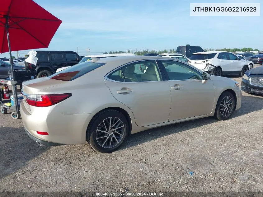 2016 Lexus Es 350 350 VIN: JTHBK1GG6G2216928 Lot: 40071385