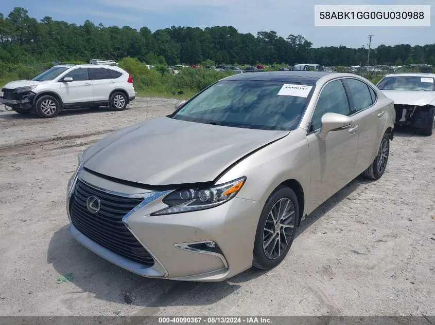 2016 Lexus Es 350 VIN: 58ABK1GG0GU030988 Lot: 40090367