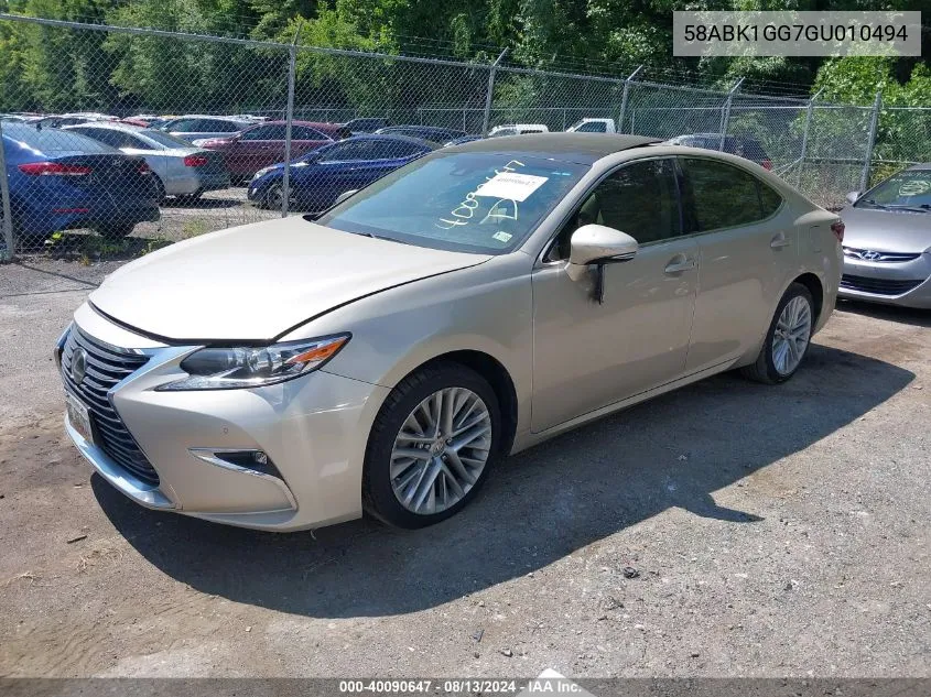 2016 Lexus Es 350 VIN: 58ABK1GG7GU010494 Lot: 40090647