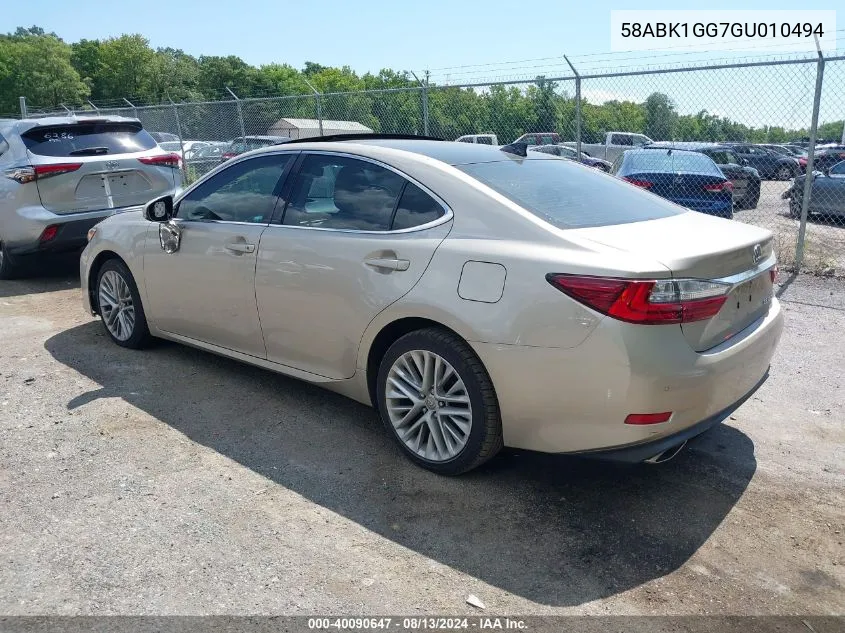 2016 Lexus Es 350 VIN: 58ABK1GG7GU010494 Lot: 40090647