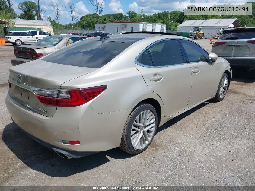 2016 Lexus Es 350 VIN: 58ABK1GG7GU010494 Lot: 40090647