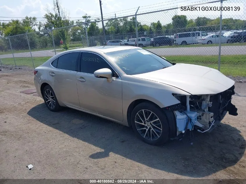 2016 Lexus Es 350 VIN: 58ABK1GGXGU008139 Lot: 40180582