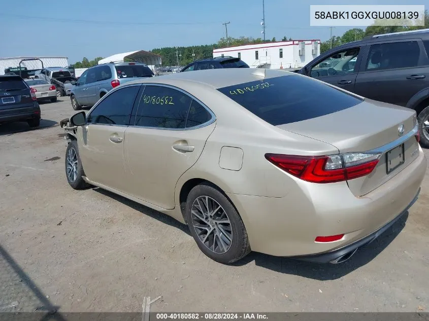 2016 Lexus Es 350 VIN: 58ABK1GGXGU008139 Lot: 40180582