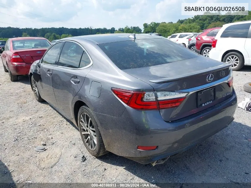 2016 Lexus Es 350 VIN: 58ABK1GG6GU026508 Lot: 40188913