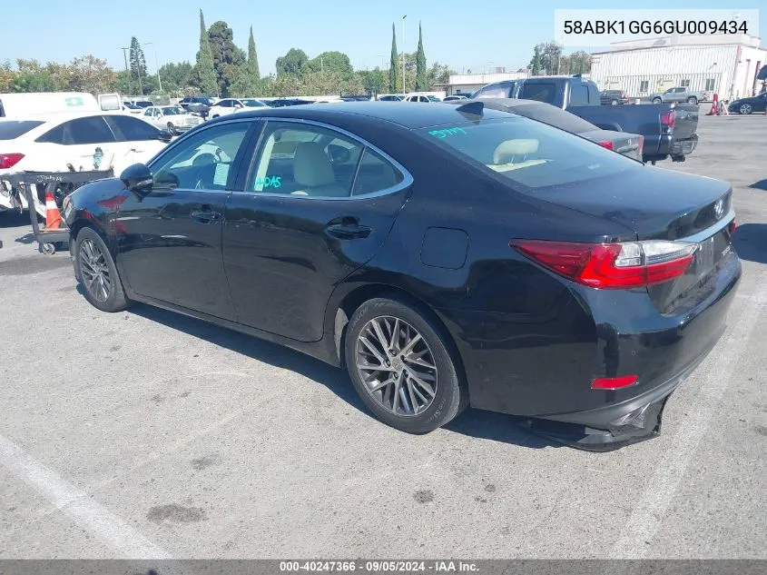 2016 Lexus Es 350 VIN: 58ABK1GG6GU009434 Lot: 40247366