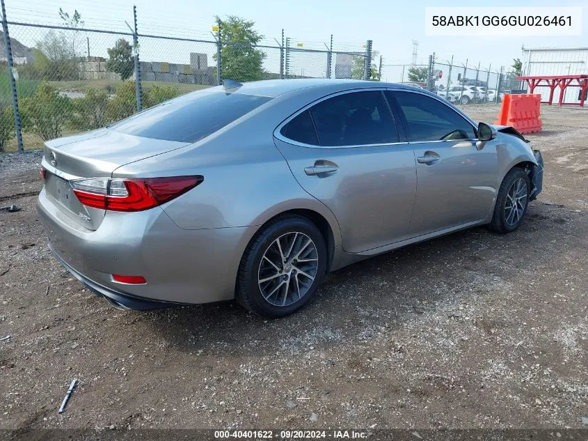 2016 Lexus Es 350 VIN: 58ABK1GG6GU026461 Lot: 40401622