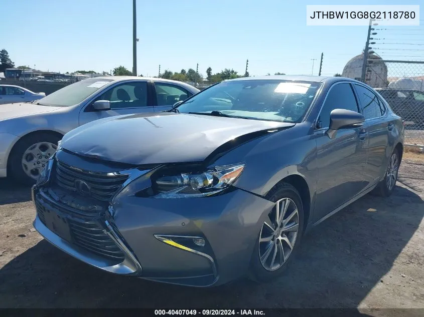 2016 Lexus Es 300H VIN: JTHBW1GG8G2118780 Lot: 40407049