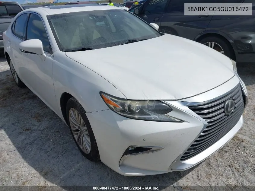 2016 Lexus Es 350 VIN: 58ABK1GG5GU016472 Lot: 40477472