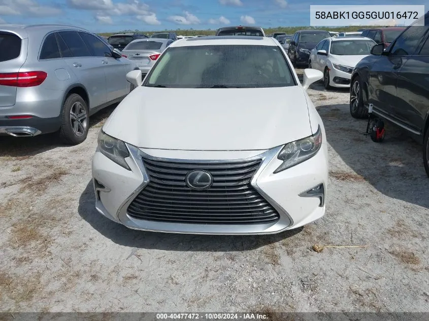 2016 Lexus Es 350 VIN: 58ABK1GG5GU016472 Lot: 40477472