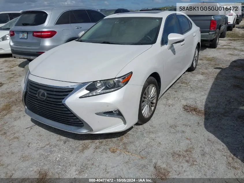 2016 Lexus Es 350 VIN: 58ABK1GG5GU016472 Lot: 40477472