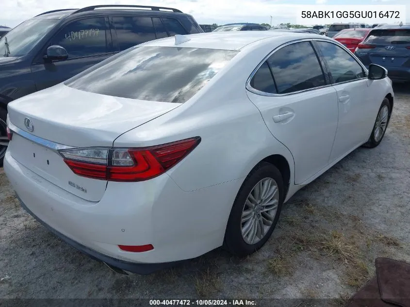 2016 Lexus Es 350 VIN: 58ABK1GG5GU016472 Lot: 40477472