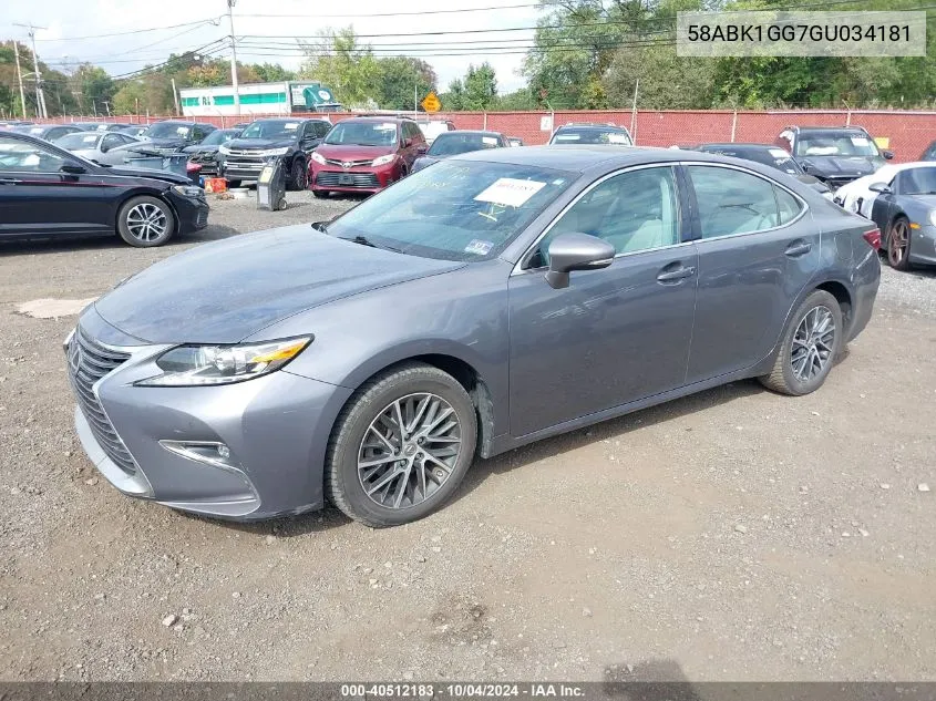 2016 Lexus Es 350 VIN: 58ABK1GG7GU034181 Lot: 40512183