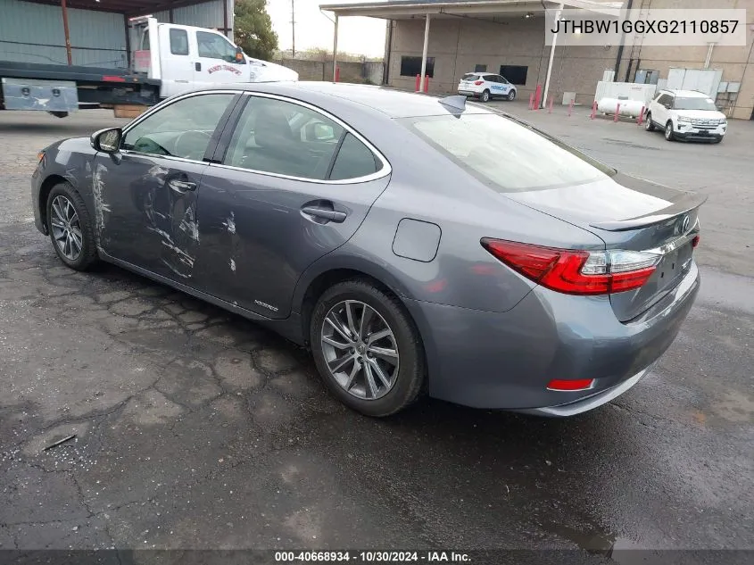 2016 Lexus Es 300H VIN: JTHBW1GGXG2110857 Lot: 40668934