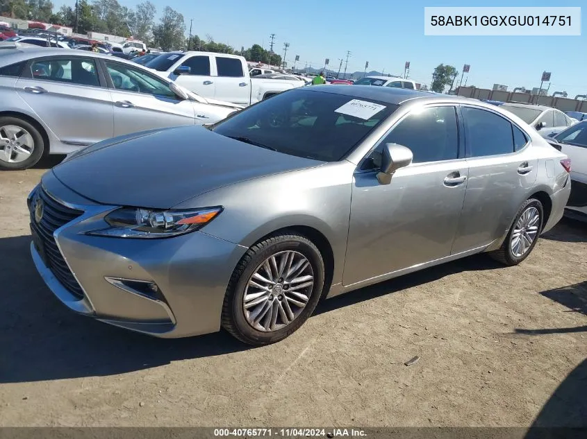 2016 Lexus Es 350 VIN: 58ABK1GGXGU014751 Lot: 40765771