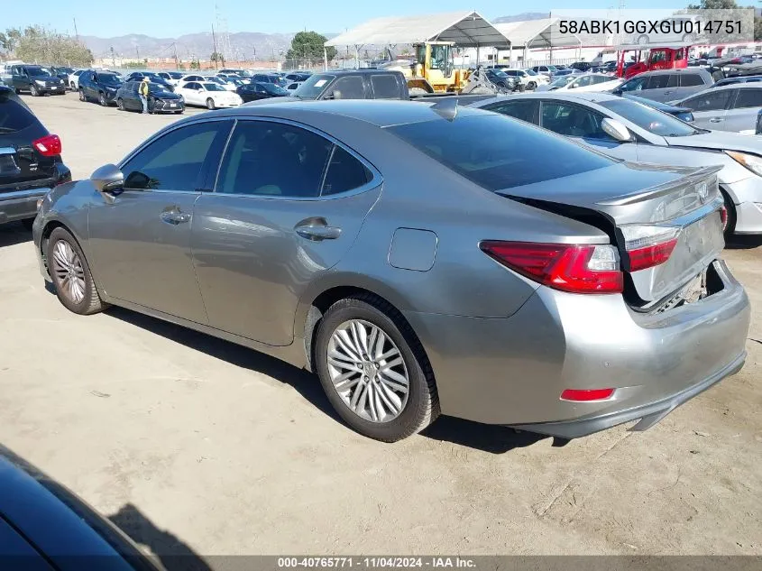 2016 Lexus Es 350 VIN: 58ABK1GGXGU014751 Lot: 40765771