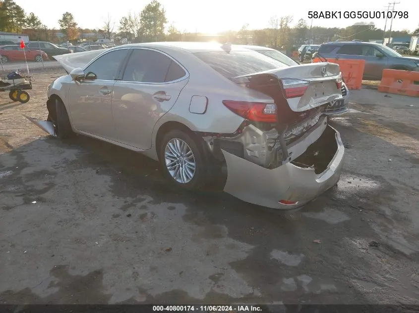 2016 Lexus Es 350 VIN: 58ABK1GG5GU010798 Lot: 40800174