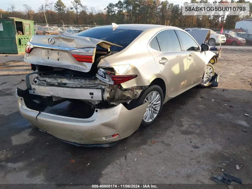 2016 Lexus Es 350 VIN: 58ABK1GG5GU010798 Lot: 40800174