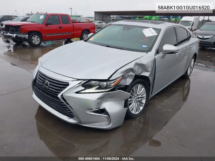 2016 Lexus Es 350 VIN: 58ABK1GG1GU016520 Lot: 40801484