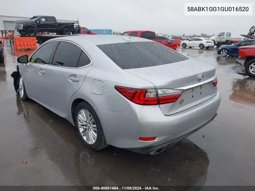 2016 Lexus Es 350 VIN: 58ABK1GG1GU016520 Lot: 40801484