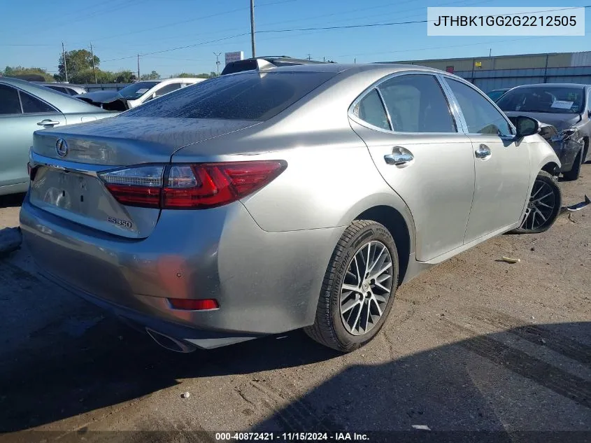 2016 Lexus Es 350 VIN: JTHBK1GG2G2212505 Lot: 40872421