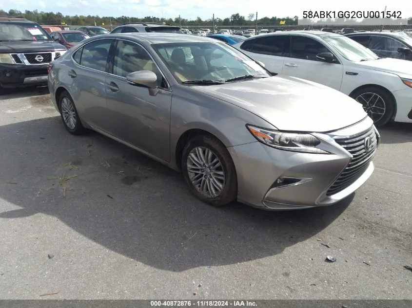 2016 Lexus Es 350 VIN: 58ABK1GG2GU001542 Lot: 40872876