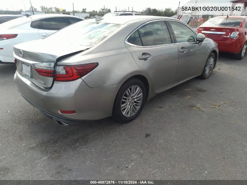 2016 Lexus Es 350 VIN: 58ABK1GG2GU001542 Lot: 40872876