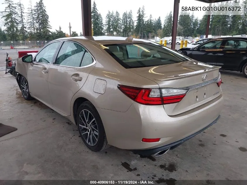 2016 Lexus Es 350 VIN: 58ABK1GG1GU016372 Lot: 40906153