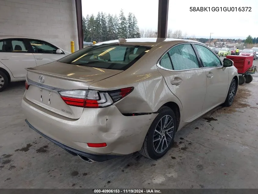 2016 Lexus Es 350 VIN: 58ABK1GG1GU016372 Lot: 40906153