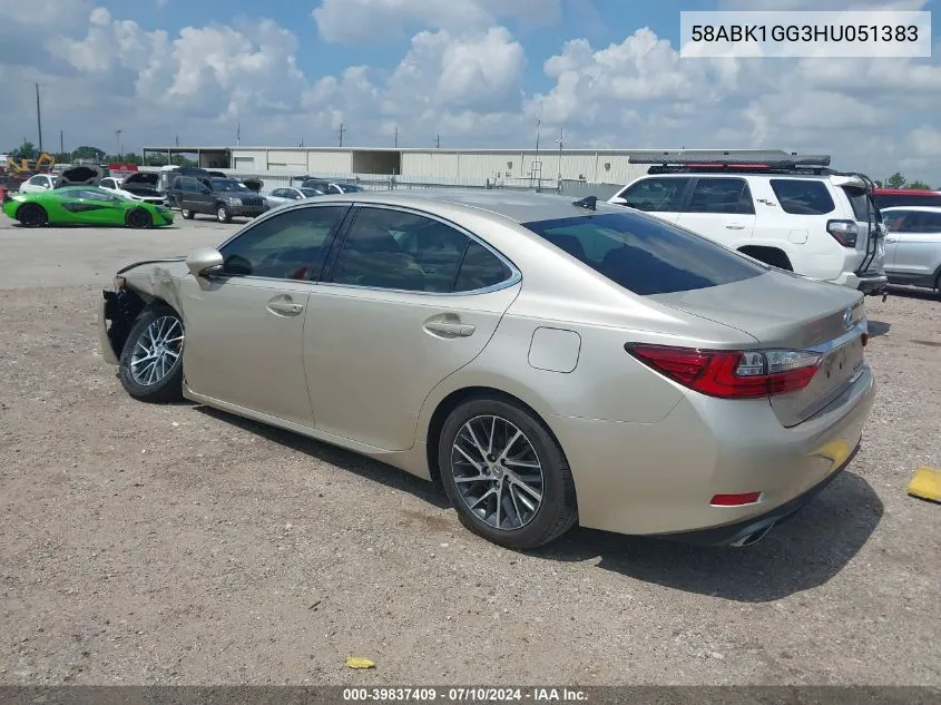 2017 Lexus Es 350 VIN: 58ABK1GG3HU051383 Lot: 39837409