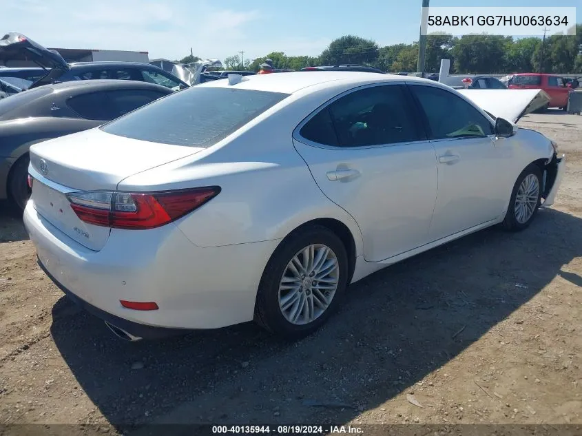 2017 Lexus Es 350 VIN: 58ABK1GG7HU063634 Lot: 40135944