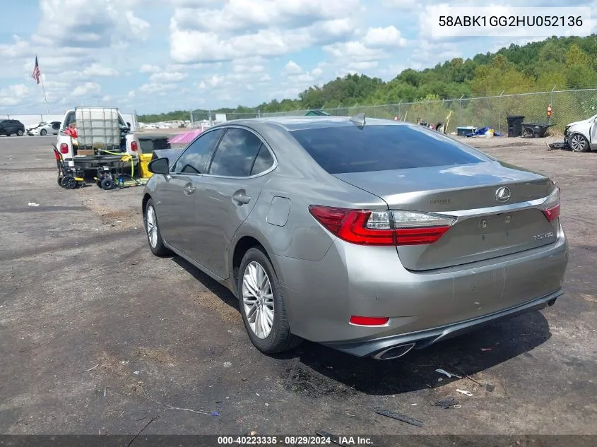 2017 Lexus Es 350 VIN: 58ABK1GG2HU052136 Lot: 40223335