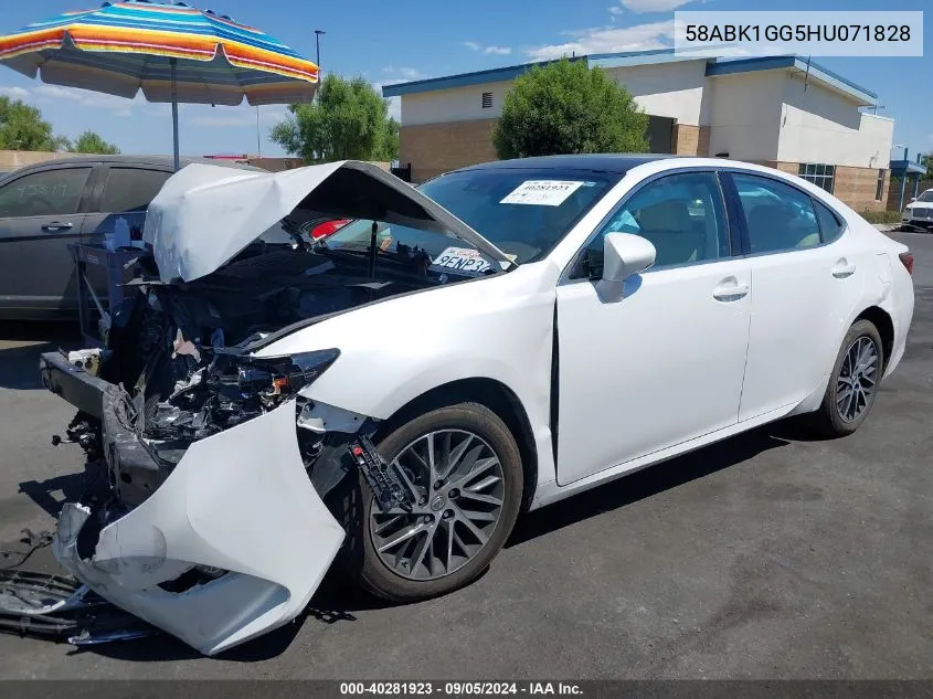 2017 Lexus Es 350 VIN: 58ABK1GG5HU071828 Lot: 40281923