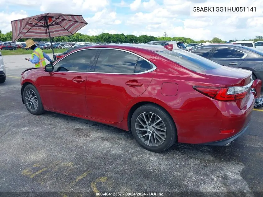 2017 Lexus Es 350 VIN: 58ABK1GG1HU051141 Lot: 40412357