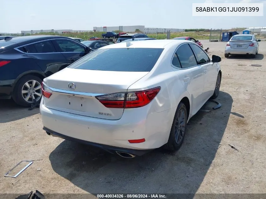 2018 Lexus Es 350 VIN: 58ABK1GG1JU091399 Lot: 40034326