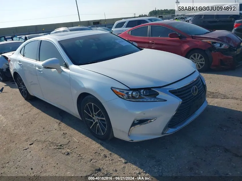 2018 Lexus Es 350 VIN: 58ABK1GG0JU094892 Lot: 40152816