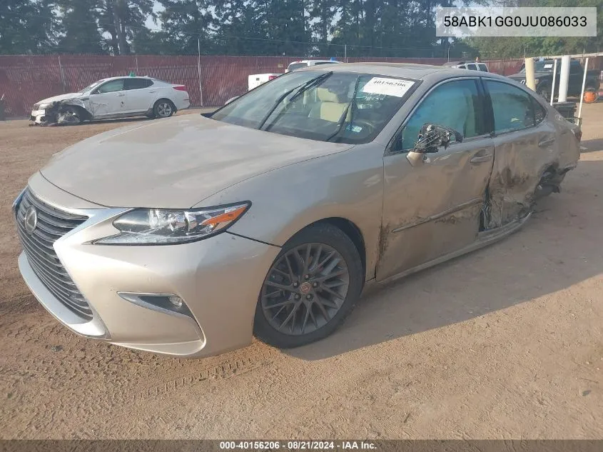 2018 Lexus Es 350 VIN: 58ABK1GG0JU086033 Lot: 40156206