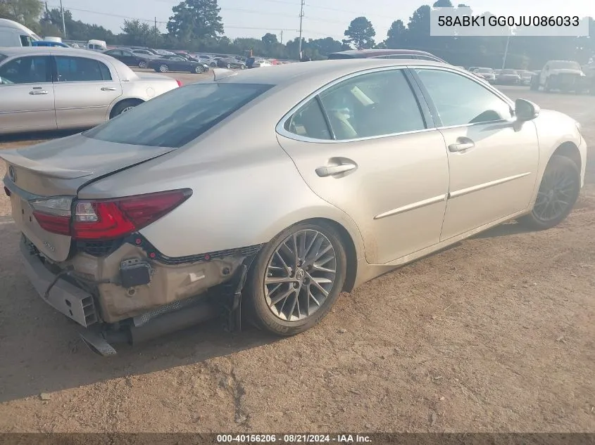 2018 Lexus Es 350 VIN: 58ABK1GG0JU086033 Lot: 40156206