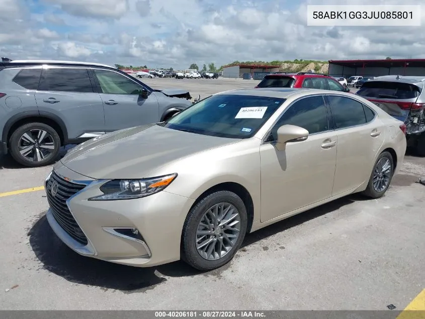 2018 Lexus Es 350 VIN: 58ABK1GG3JU085801 Lot: 40206181