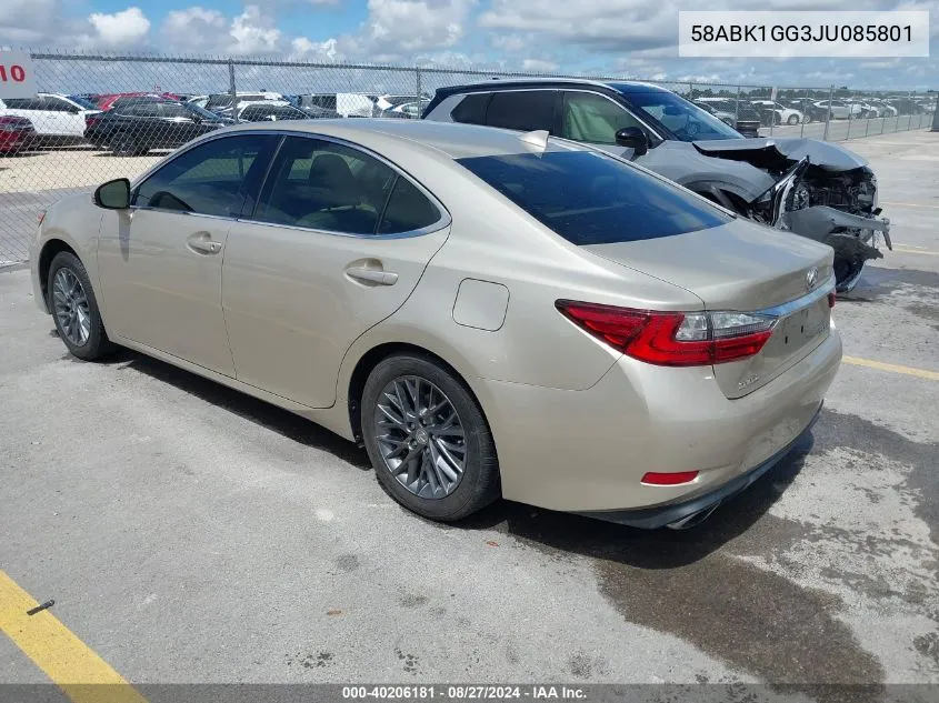 2018 Lexus Es 350 VIN: 58ABK1GG3JU085801 Lot: 40206181