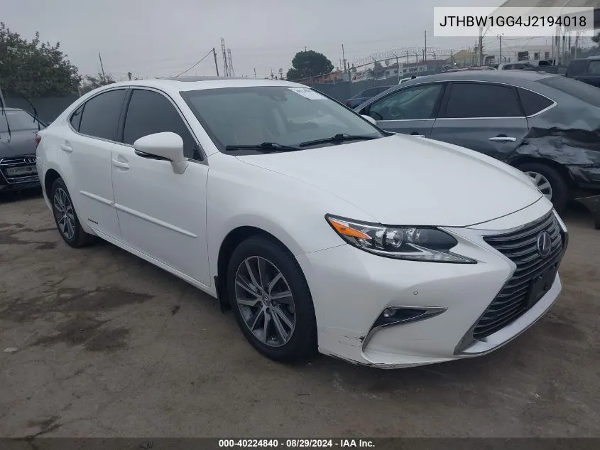 2018 Lexus Es 300H VIN: JTHBW1GG4J2194018 Lot: 40224840