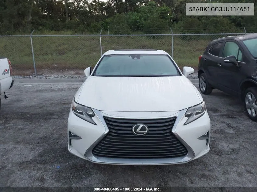 2018 Lexus Es 350 VIN: 58ABK1GG3JU114651 Lot: 40466405