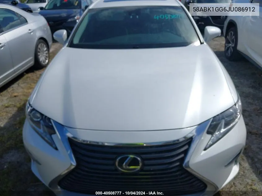 2018 Lexus Es 350 VIN: 58ABK1GG6JU086912 Lot: 40508777