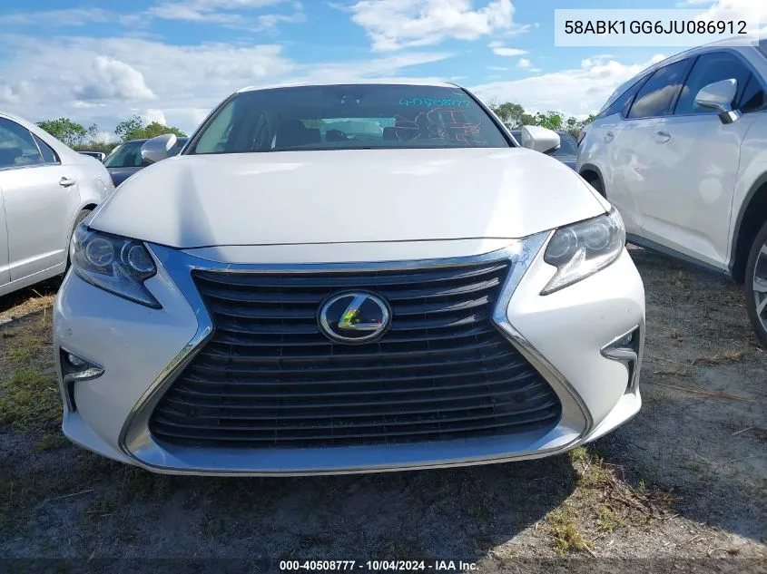 2018 Lexus Es 350 VIN: 58ABK1GG6JU086912 Lot: 40508777